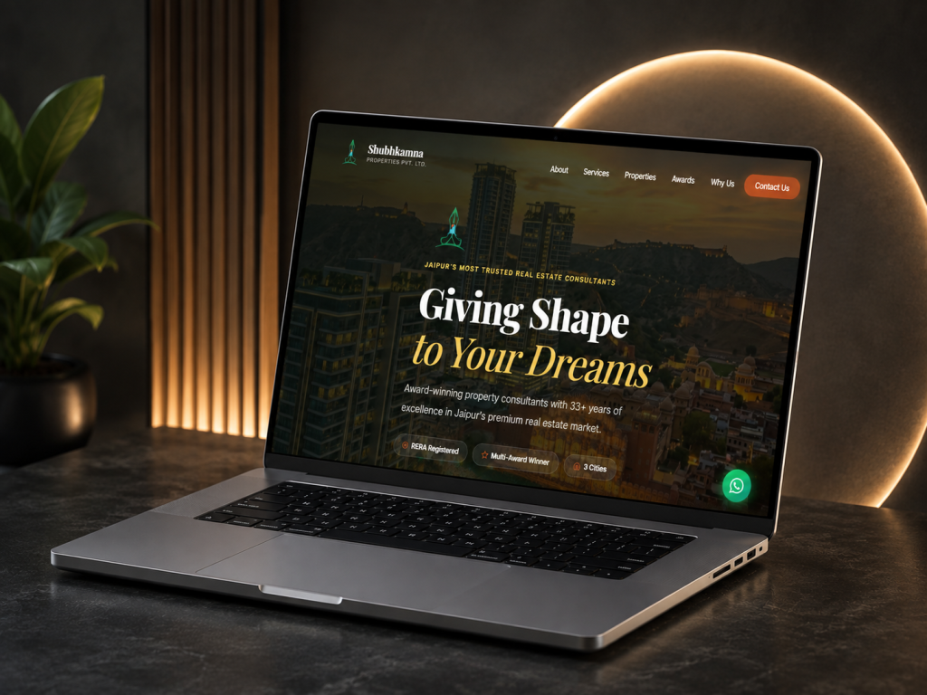 Shubhkamna property listing and booking platform showing property search and booking flow