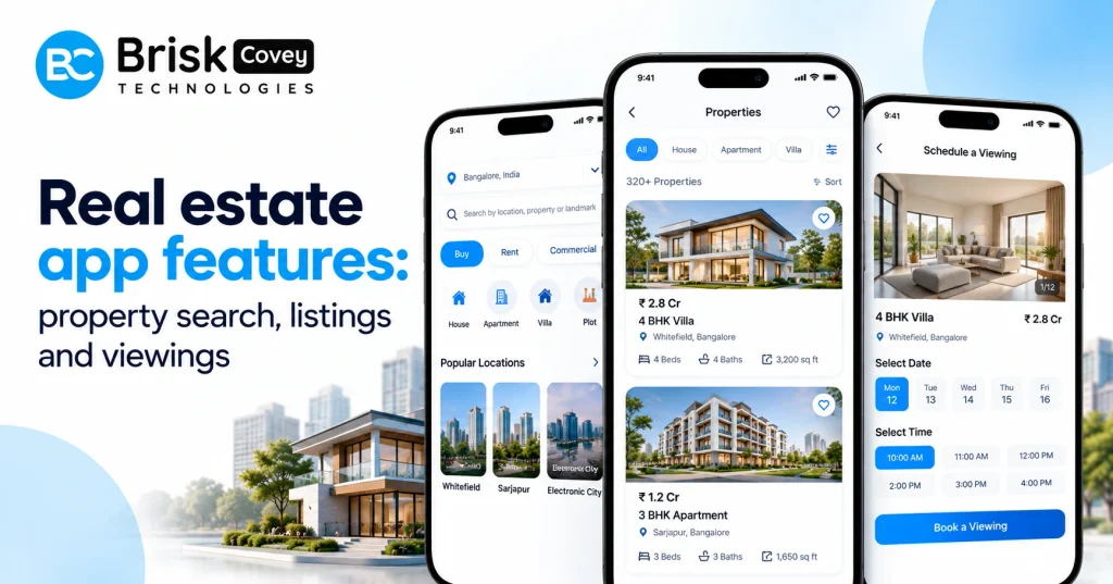 Real estate app features: property search, listings and viewings 