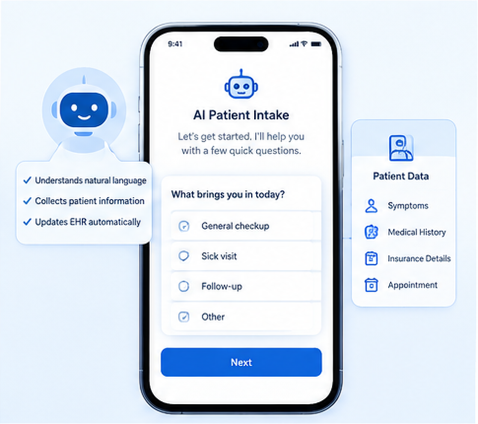 AI patient intake app screen